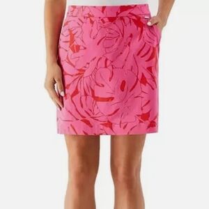 Rafaella Carmine Rose Leaf Print Pencil Skort - NWT